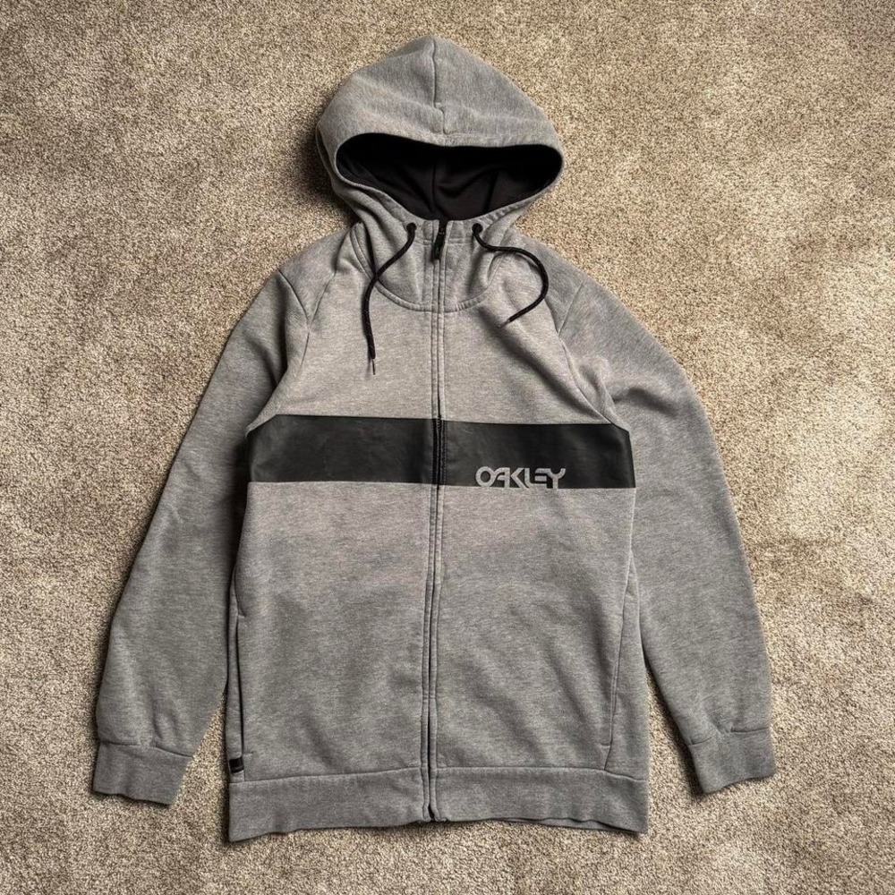 HEATHER GREY OAKLEY "STRIPE LOGO" SCUBA HOODIE